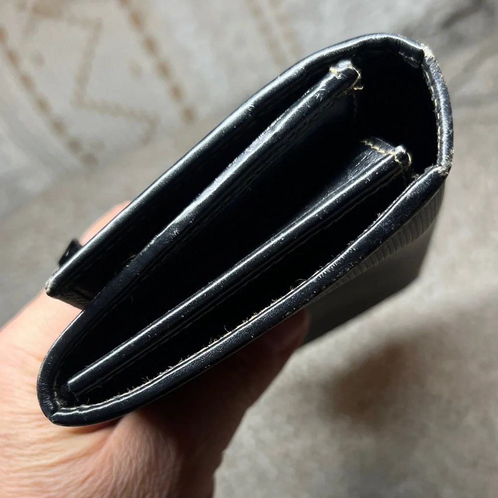 FENDI Black and Brown Striped Continental Wallet with Gold Tone Chain
